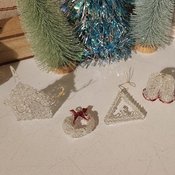 Ornaments vintage antique glass Christmas holiday 4 wreath house bells candle - Picture 11 of 12